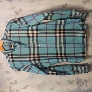New Burberry Plaid Shirt Blue
